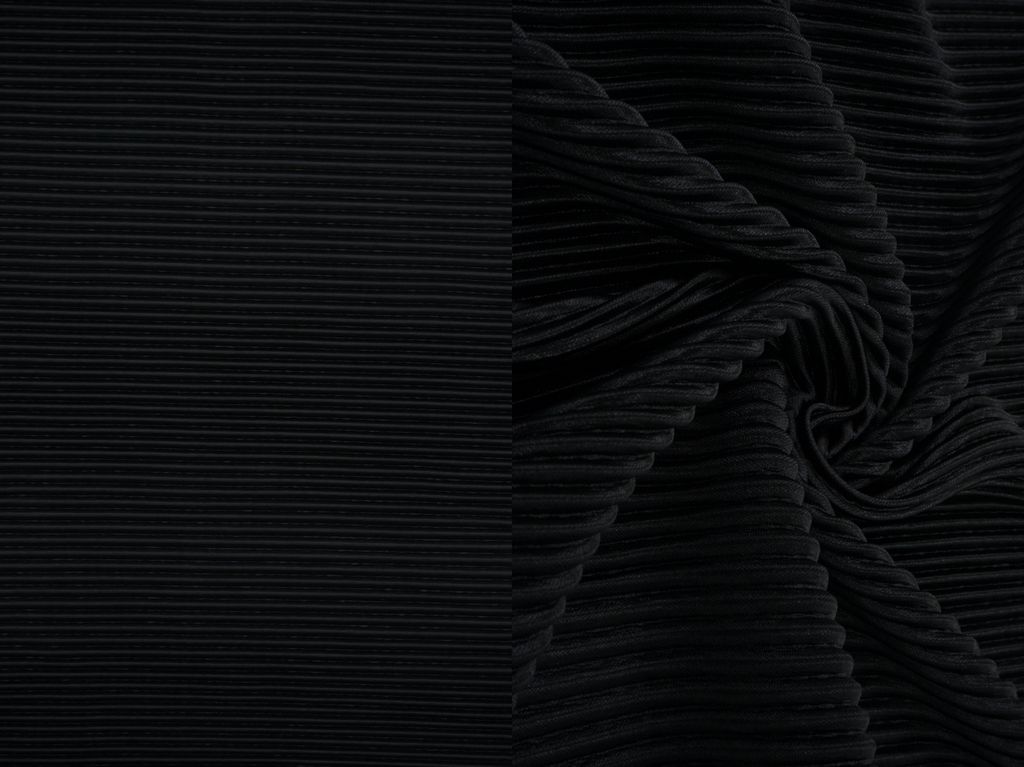 KNT3696 / BLACK NEW / 100%POLY BODRE FABRIC/INTERLOCK PLEATED