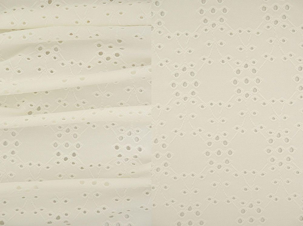 KNT4185 / OFF WHITE / 95%POLY 5%SPAN DTY KNIT JACQUARD EYELET