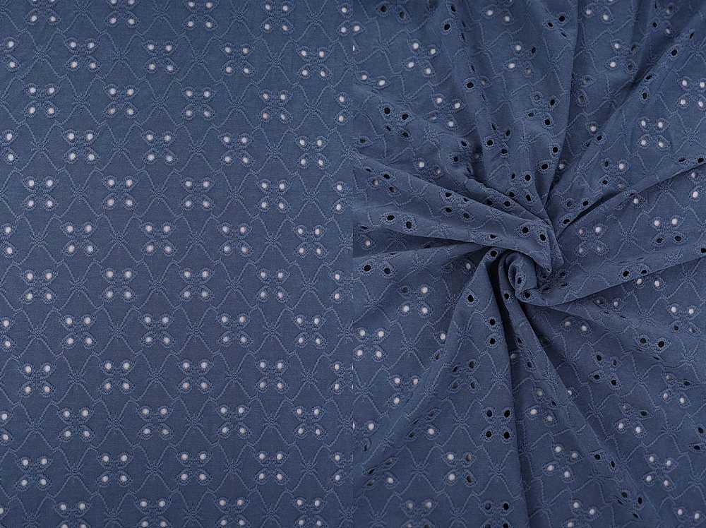 KNT4187 / DENIM / 97%POLY 3%SPAN DTY KNIT JACQUARD EYELET
