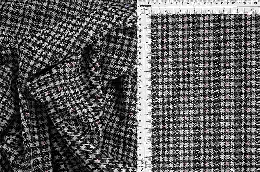 KNT4210 / BLACK/BROWN LT / 90.5%POLY 8.5%RAY 1%SPAN DOUBLE KNIT JACQUARD PLAID