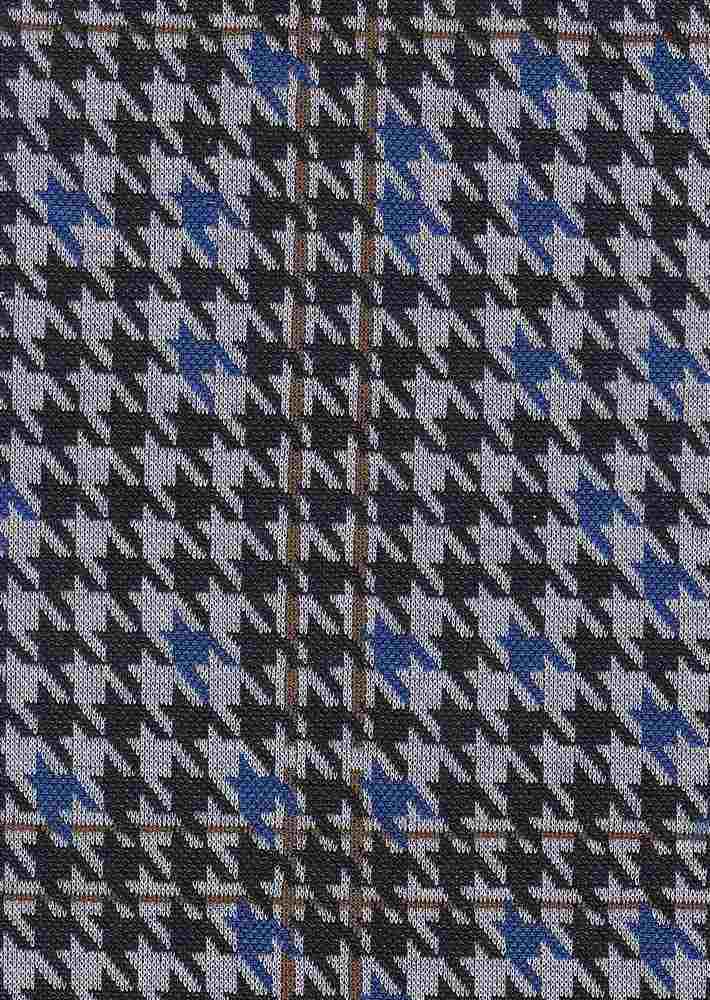 KNT4212 / BLACK/BLUE / 90.5%POLY 8.5%RAY 1%SPAN DOUBLE KNIT JACQUARD PLAID