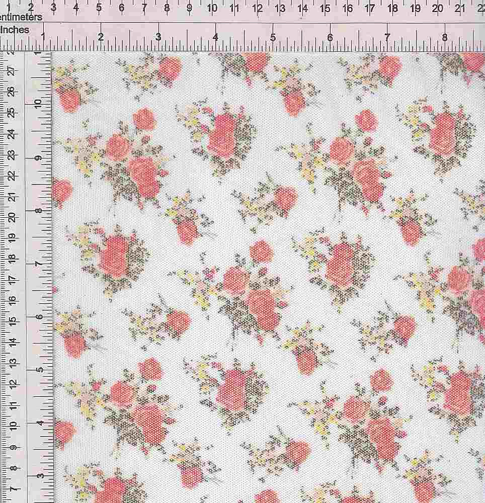 MESH-SE10231 / CORAL / 92%POLY 8%SPAN MESH DITSY FLORAL PRINT