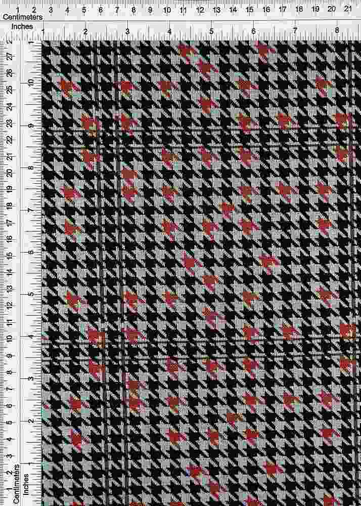 KNT4212 / BLACK/ORANGE / 90.5%POLY 8.5%RAY 1%SPAN DOUBLE KNIT JACQUARD PLAID