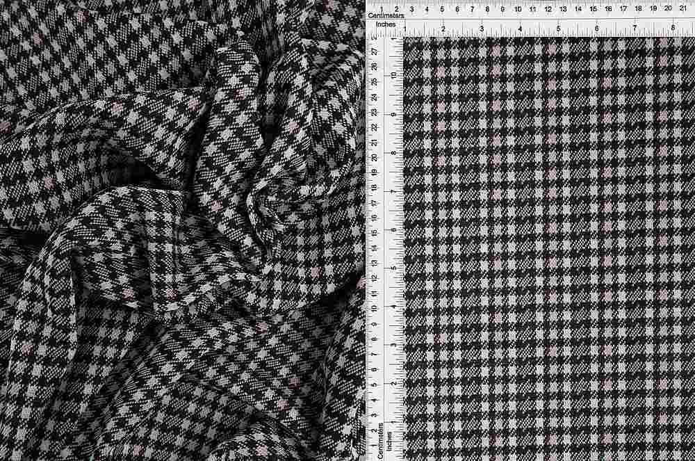 KNT4210 / BLACK/ROSE / 90.5%POLY 8.5%RAY 1%SPAN DOUBLE KNIT JACQUARD PLAID