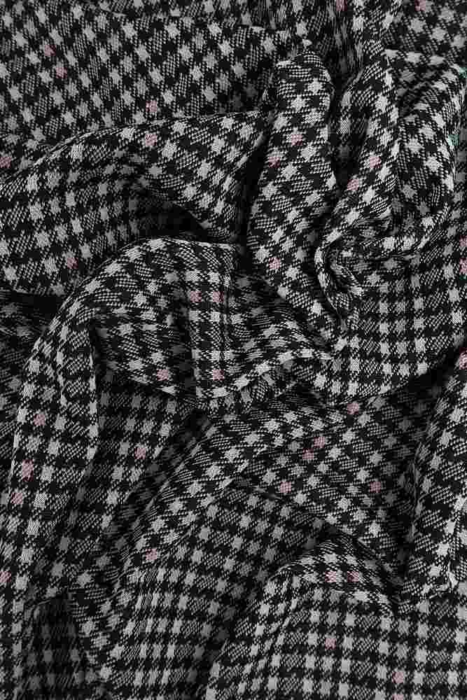 KNT4210 / BLACK/ROSE / 90.5%POLY 8.5%RAY 1%SPAN DOUBLE KNIT JACQUARD PLAID