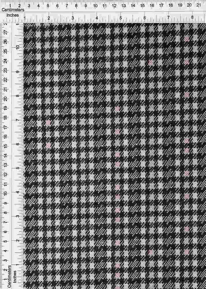 KNT4210 / BLACK/ROSE / 90.5%POLY 8.5%RAY 1%SPAN DOUBLE KNIT JACQUARD PLAID