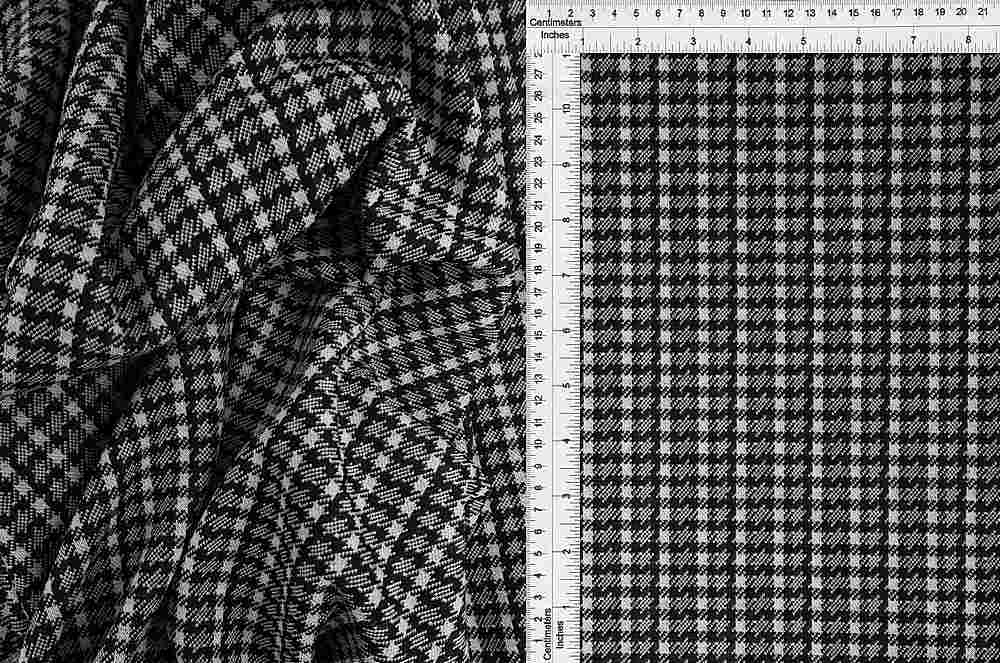KNT4210 / BLACK/HUNTER / 90.5%POLY 8.5%RAY 1%SPAN DOUBLE KNIT JACQUARD PLAID