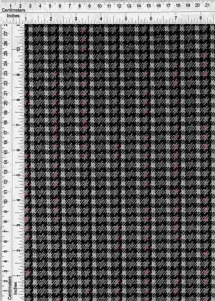 KNT4210 / BLACK/RED RUBY / 90.5%POLY 8.5%RAY 1%SPAN DOUBLE KNIT JACQUARD PLAID
