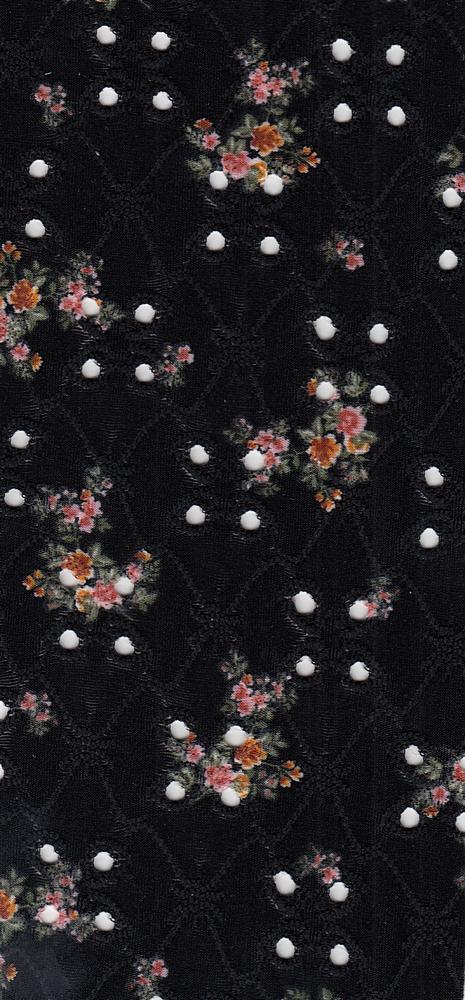 KNT4187-SR70232 / BLACK / 97%POLY 3%SPAN DTY KNIT JACQUARD EYELET PRINT