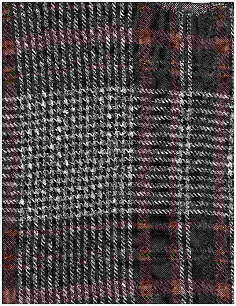 KNT4217 / RUST/HUNTER / 90%POLY 9%RAY 1%SPAN DOUBLE KNIT JACQUARD PLAID