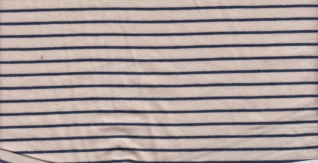 KNT3115 / OATMEAL/NAVY / 96%RAY 4%SPAN JERSEY 1/4x1/16 Yarn Dye Stripe