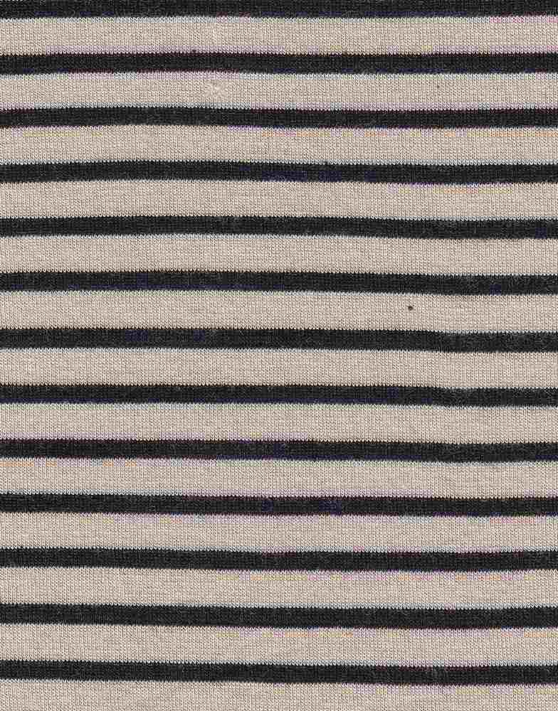 KNT4317 / OATMEAL/BLACK / 96.5%RAY 3.5%SPAN Y/D JERSEY STRIPE
