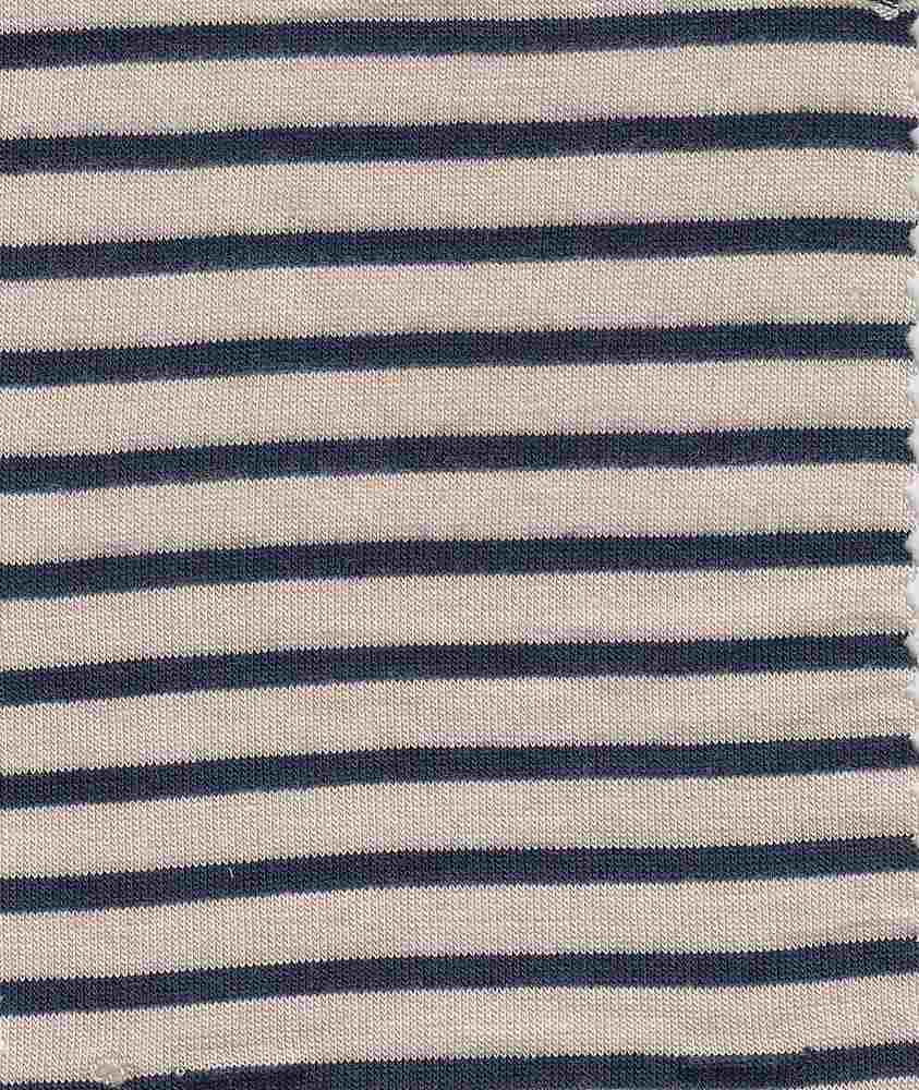 KNT4317 / OATMEAL/NAVY / 96.5%RAY 3.5%SPAN Y/D JERSEY STRIPE
