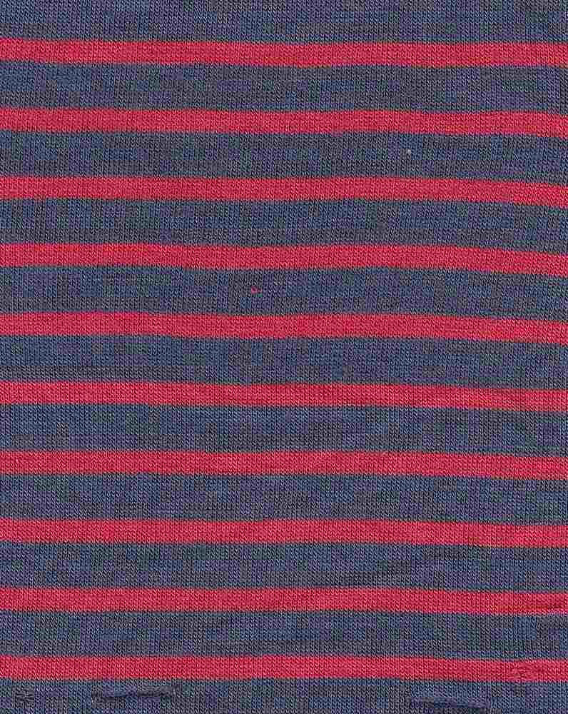 KNT4317 / DENIM/CORAL / 96.5%RAY 3.5%SPAN Y/D JERSEY STRIPE