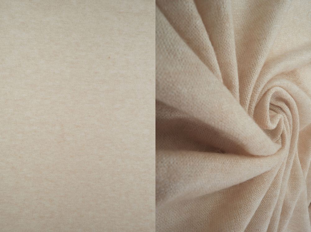 KNT3864 / BEIGE / 50%RAY 28%POLY 22%NYLON TWO-TONE SWEATER KNIT SOLID