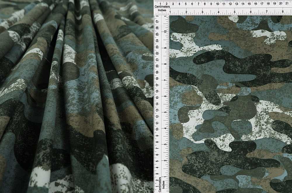 KNT2100-MS91152 / GREEN / 96%POLY 4%SPAN DTY BRUSHED CAMO PRINT