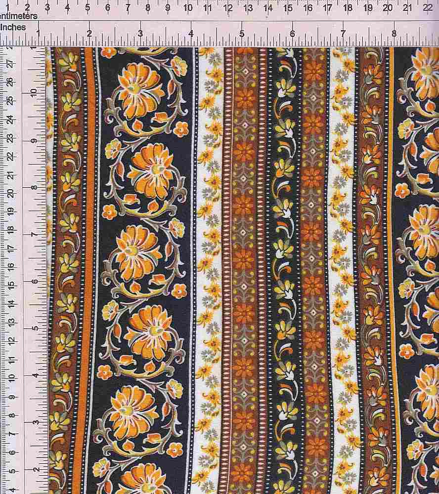 KNT2100-SE51208 / MUSTARD / 96%POLY 4%SPAN DTY BRUSHED FLORAL PRINT