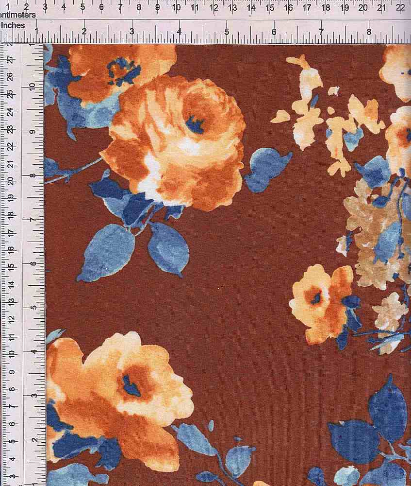 KNT2100-SE60401 / RUST / 96%POLY 4%SPAN DTY BRUSHED FLORAL PRINT
