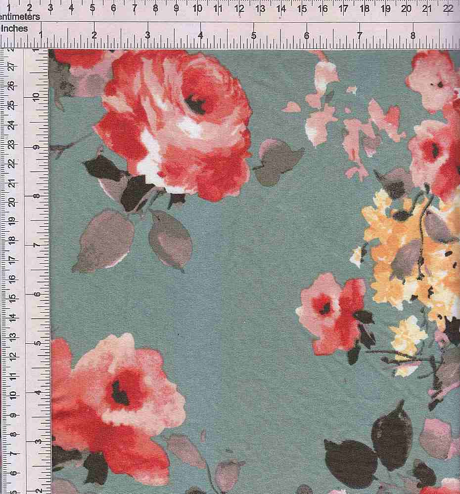 KNT2100-SE60401 / SAGE / 96%POLY 4%SPAN DTY BRUSHED FLORAL PRINT