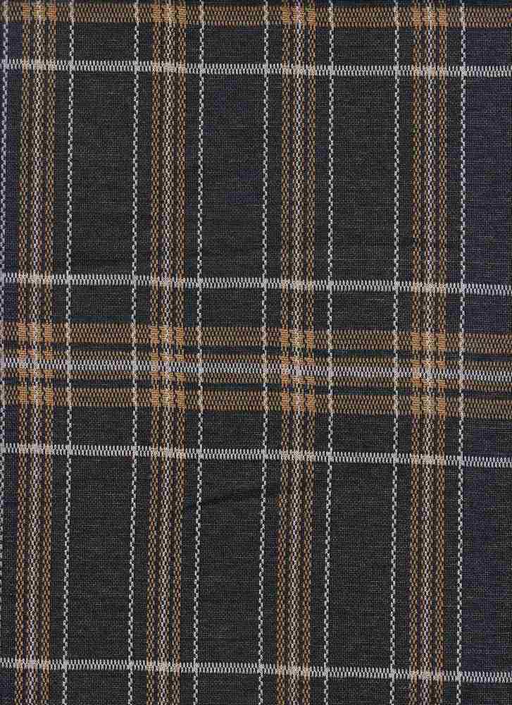 KNT4226 / BLACK/MUSTARD / 90.5%POLY 8.5%RAY 1%SPAN KNIT JACQUARD PLAID