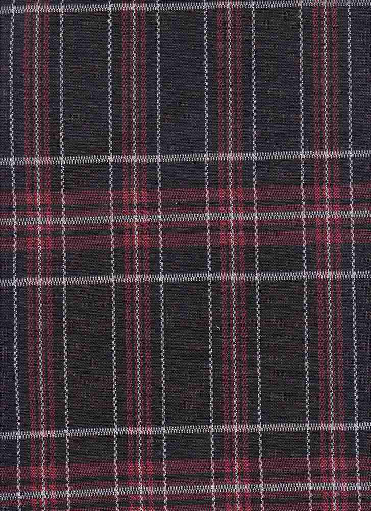 KNT4226 / BLACK/RED / 90.5%POLY 8.5%RAY 1%SPAN KNIT JACQUARD PLAID
