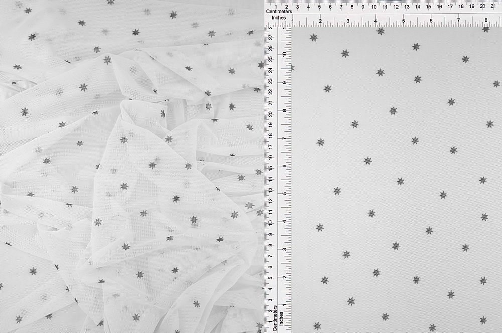 MESH-Q91207 / IVORY / 97%POLY 3%SPAN MESH STAR PRINT