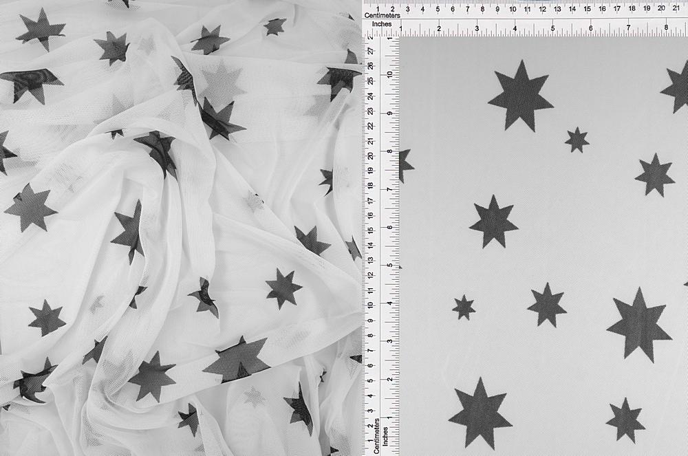 MESH-Q91129 / IVORY / 97%POLY 3%SPAN MESH STAR PRINT
