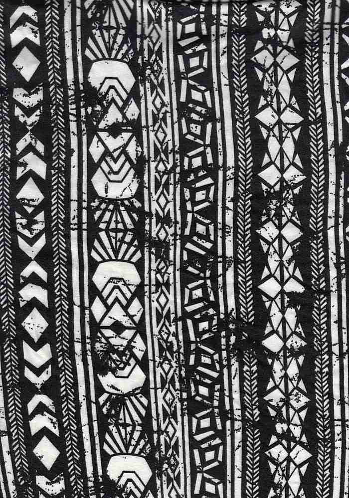 KNT2100-Q91224 / BLACK / 96%POLY 4%SPAN DTY BRUSHED TRIBAL PRINT