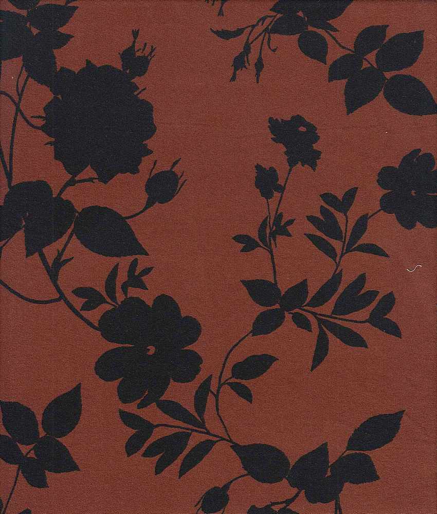 KNT2100-Q91213 / RUST / 96%POLY 4%SPANDEX BRUSHED DTY FLORAL PRINT