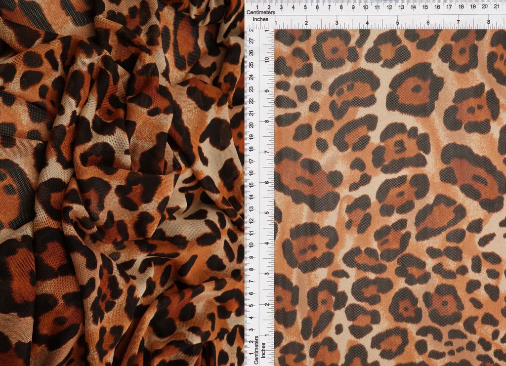 MESH-DU1932 / KHAKI / 90%POLY 10%SPAN MESH ANIMAL PRINT