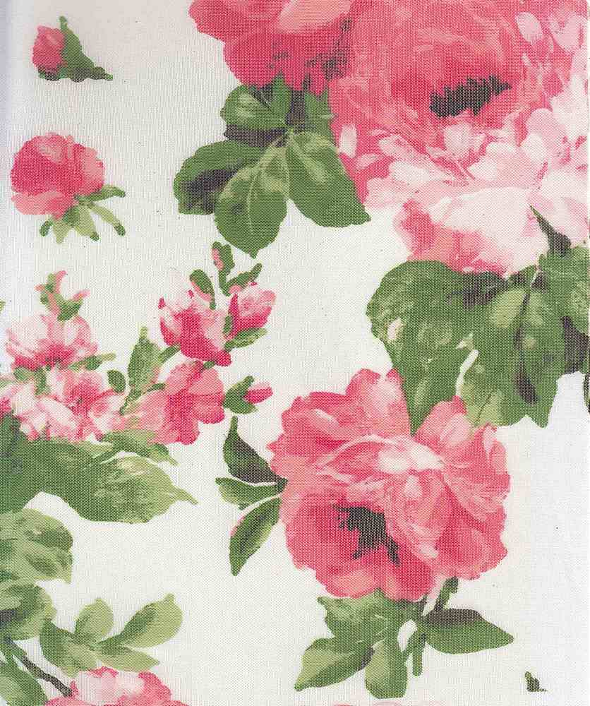 MESH-SE00431 / WHITE/CORAL / 97%POLY 3%SPAN MESH FLORAL PRINT