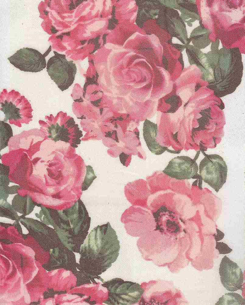 MESH-SE40528 / IVORY / 90%Poly 10%Span Mesh Floral Print