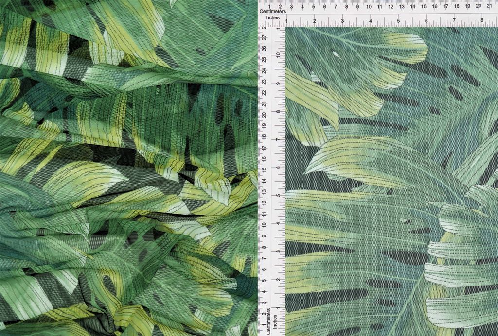 MESH-SE20690 / BLACK / 97%POLY 3%SPAN MESH TROPICAL PRINT