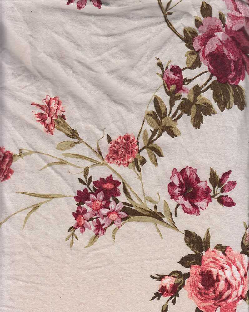 KNT2100-SE61232 / IVORY NEW / 96%POLY 4%SPAN DTY BRUSHED FLORAL PRINT