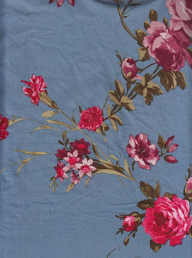 KNT2100-SE61232 / DENIM / 96%POLY 4%SPAN DTY BRUSHED FLORAL PRINT