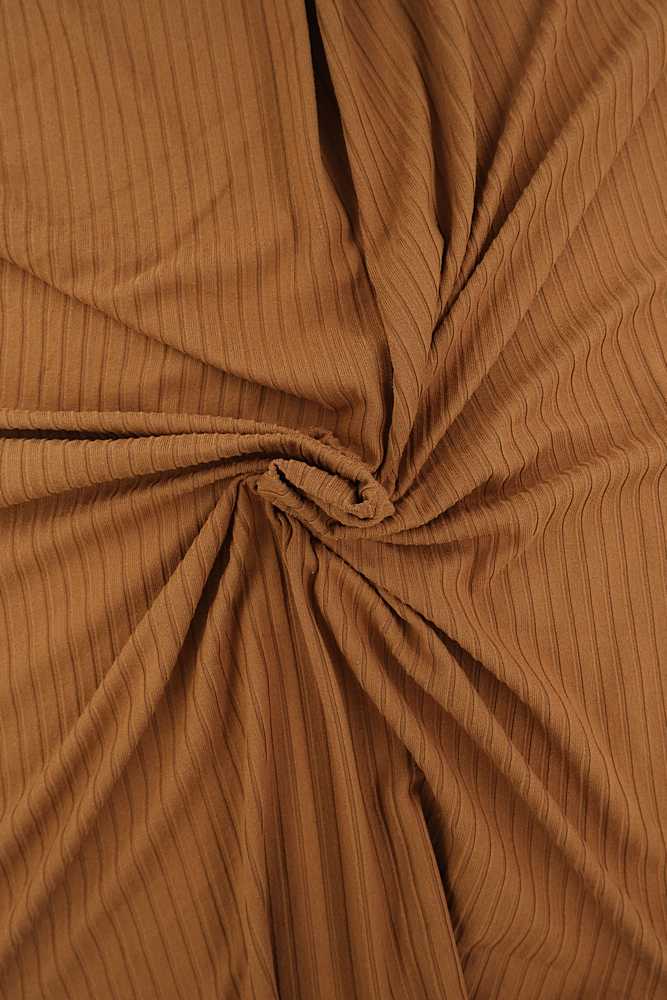 KNT4135 / CARAMEL / 87%POLY 13%SPAN 8X3 YUMMY RIB SOLID