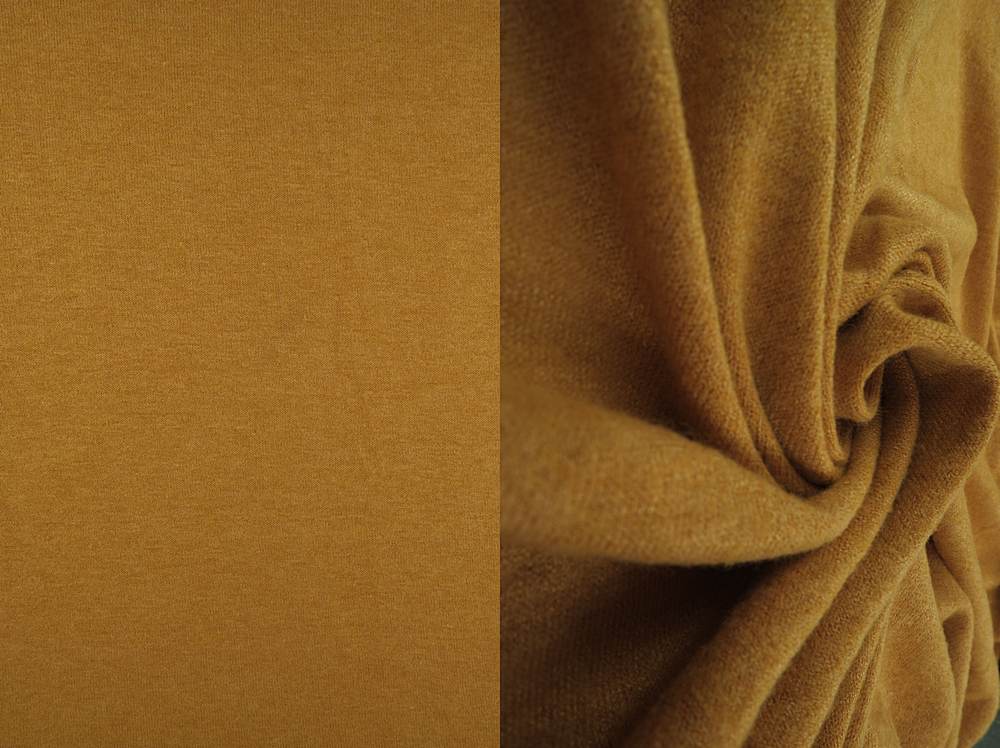 KNT3864 / MUSTARD SLD / 50%RAY 28%POLY 22%NYLON TWO-TONE SWEATER KNIT SOLID