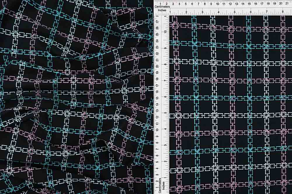 KNT2100-MS10074 / BLACK / 96%POLY 4%SPAN DTY BRUSH CHAIN PRINT