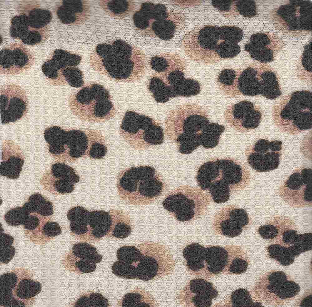KNT3814-Q90523 / STONE / 70%POLY 28%RAYON 2%SPAN WAFFLE BRUSHD ANIMAL PRINT