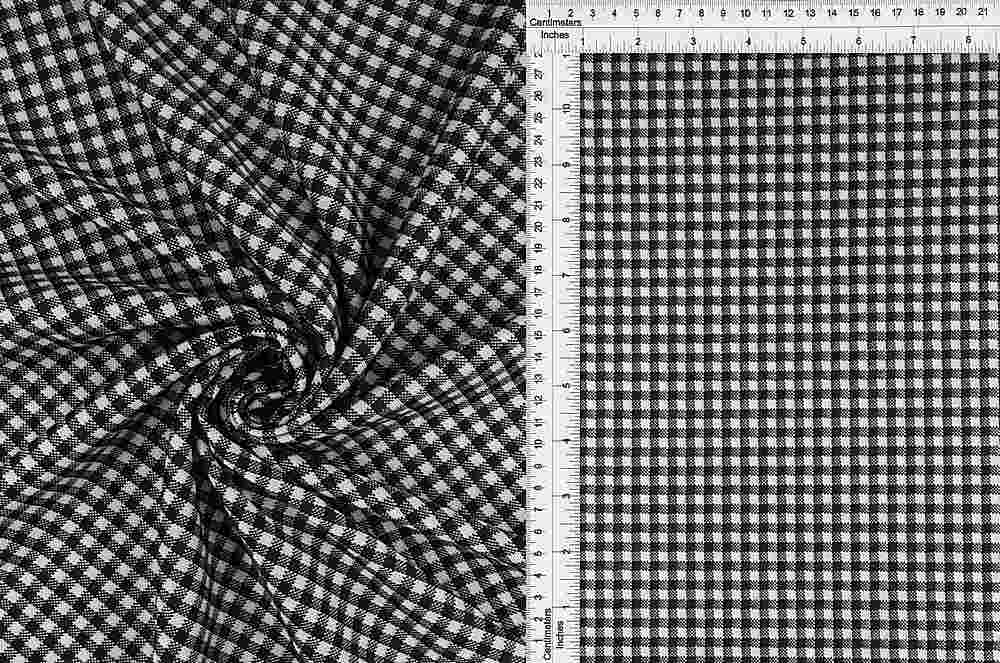 KNT4235 / BLACK/WHITE / 81%P 16%R 3%SP DOUBLE KNIT PLAID