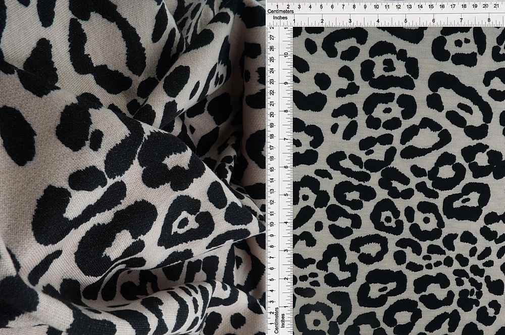 KNT1374-SE30675 / STONE / 90%POLY 7%RAY 3%SPAN FRENCH TERRY ANIMAL PRINT