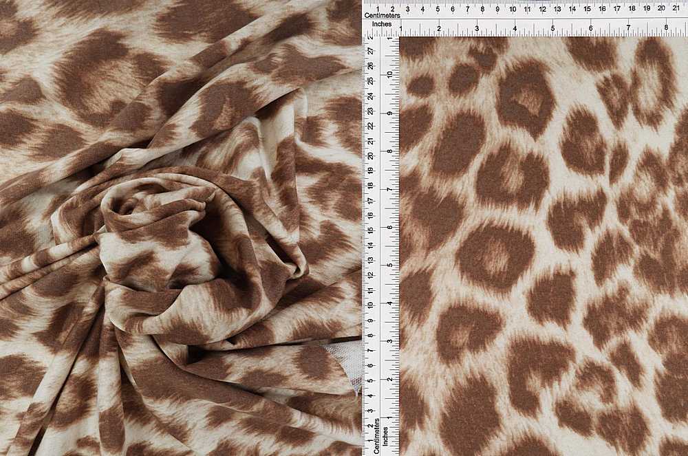 KNT1374-SE20350 / CREAM ASH / 90% POLY 7%RAY 3%SPAN FRENCH TERRY ANIMAL PRINT