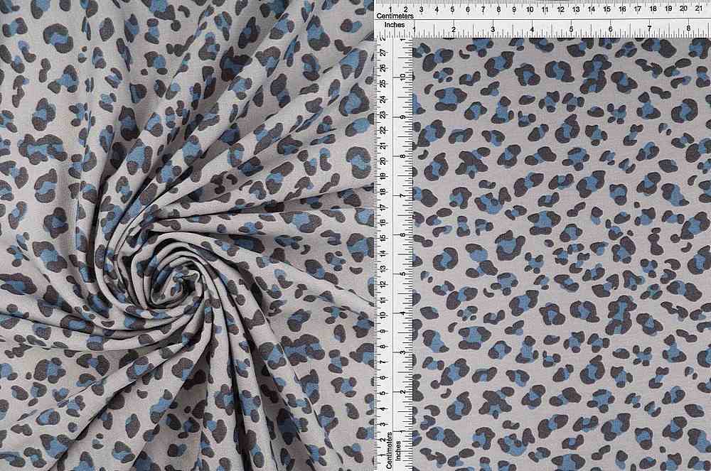 KNT1374-SE10335 / DENIM / 90%POLY 7%RAYON 3%SPAN FRENCH TERRY ANIMAL PRINT