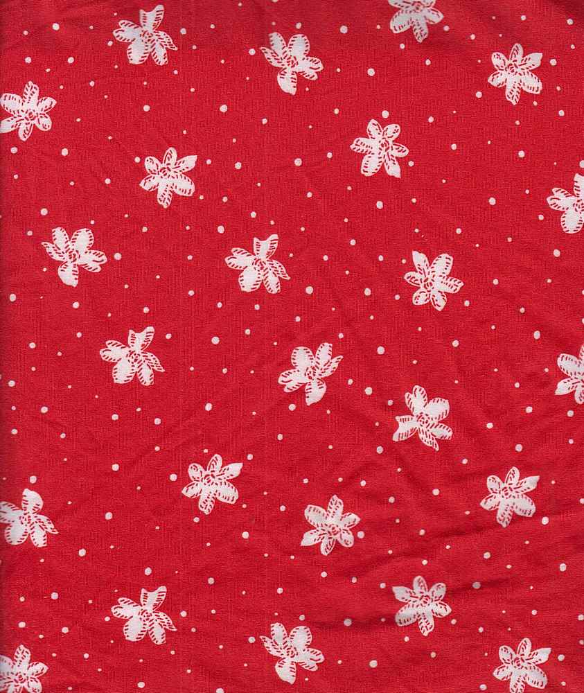 KNT2100-Q91217 / RED / 96%POLY 4%SPAN DTY BRUSHED DITSY FLORAL PRINT
