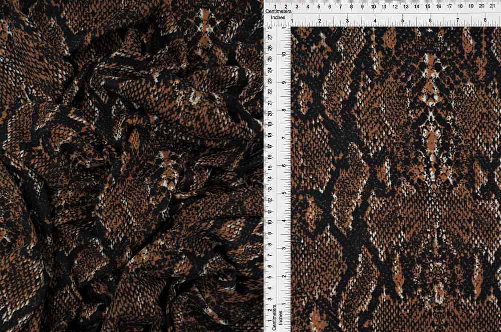 KNT2100-MS19115 / BROWN / 96%POLY 4%SPAN DTY BRUSH SNAKE SKIN PRINT ANIMAL