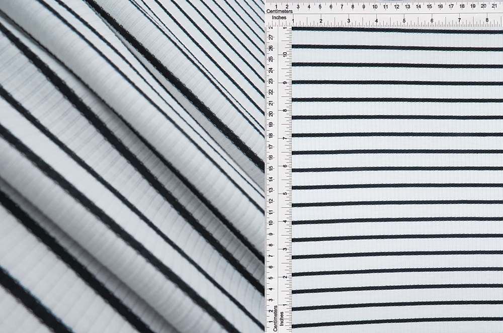 KNT3586 / WHITE/BLACK / 68%POLY 29%RAY 3%SP RIB 4X2 HORIZONTAL STRIPE Y/D