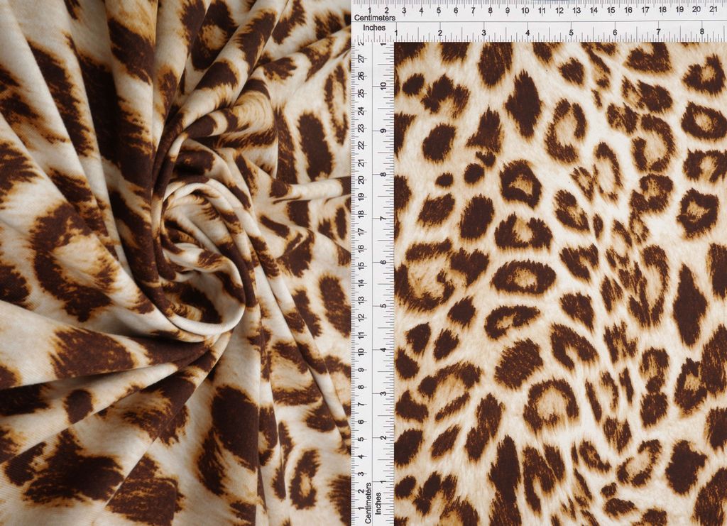 KNT2100-SE20352 / TAUPE / 96%POLY 4%SPAN DTY BRUSHED ANIMAL PRINT
