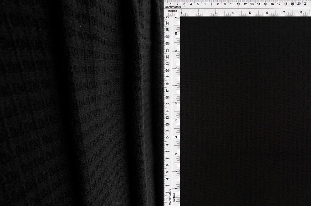 KNT4341 / BLACK / 49%RAY 26%POLY 22%NYLON 3%SPAN MELANGE WAFFLE