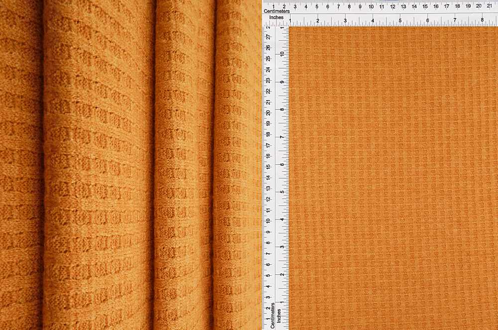 KNT4341 / MUSTARD / 49%RAY 26%POLY 22%NYLON 3%SPAN MELANGE WAFFLE
