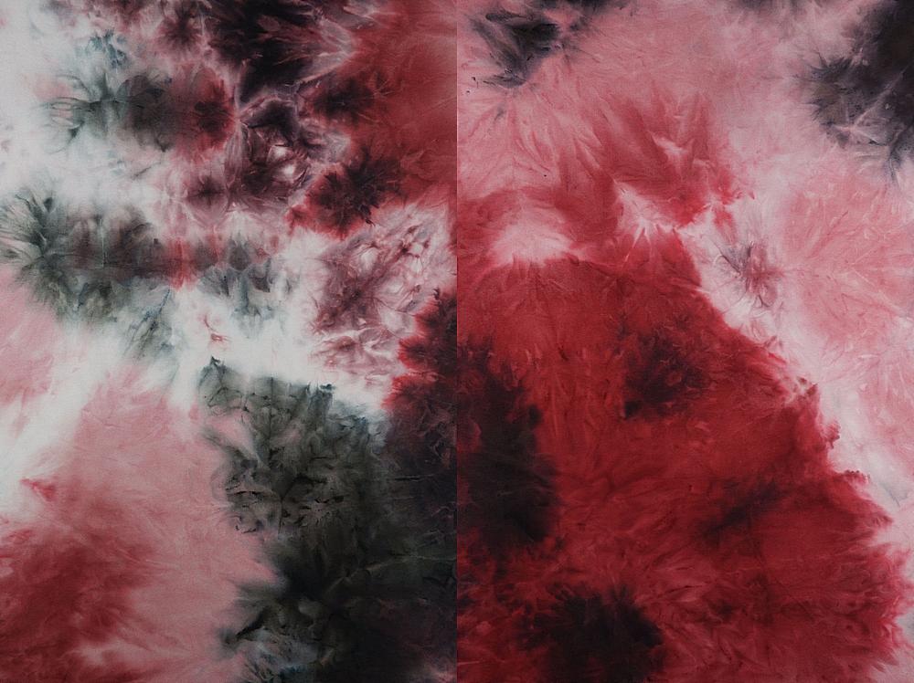 KNT4346 / BURGUNDY / 96%POLY 4%SPAN DTY BRUSH TIE DYE